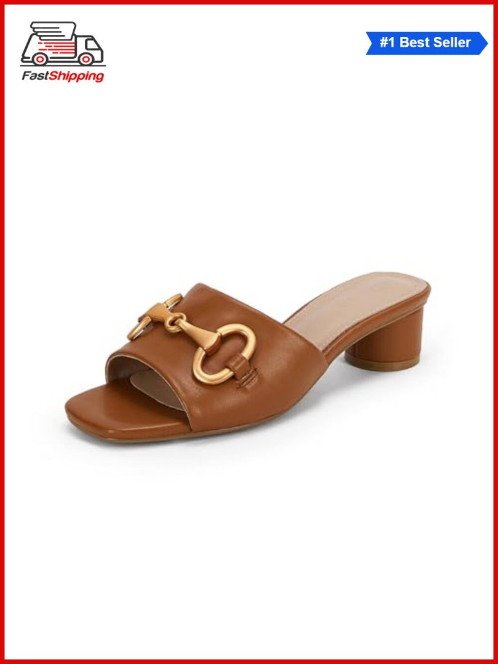 ✨ Womens Heeled Slides Sandals Square Open Toe Slip On Kitten Block Low Heel